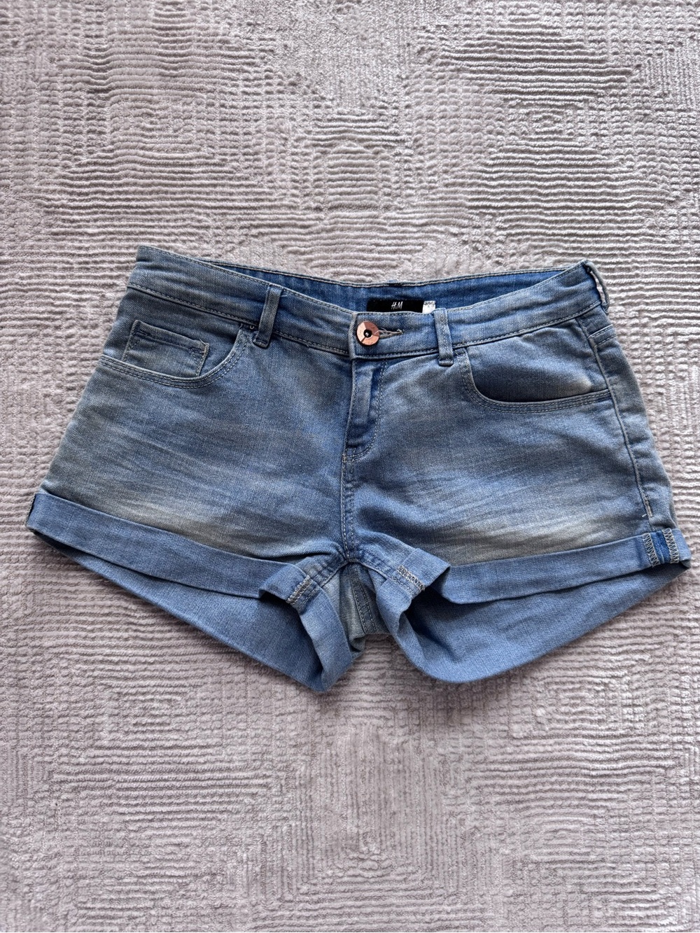 H&M Light Blue Rolled-Hem Denim Shorts